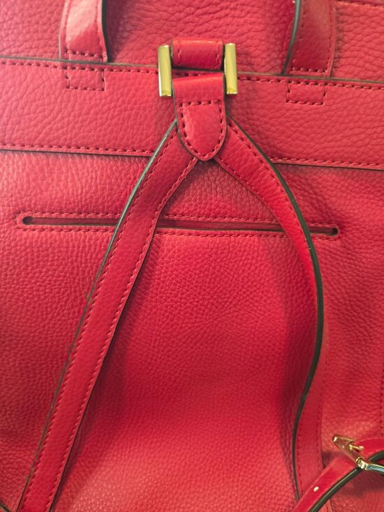 Michael Kors Rhea Zip Red Vegan Leather Handbag Backpack, NWT, MSRP $298 main image 8